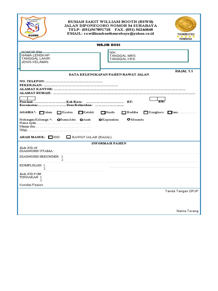 Formulir RSWB Sulvi Fafiru | PDF
