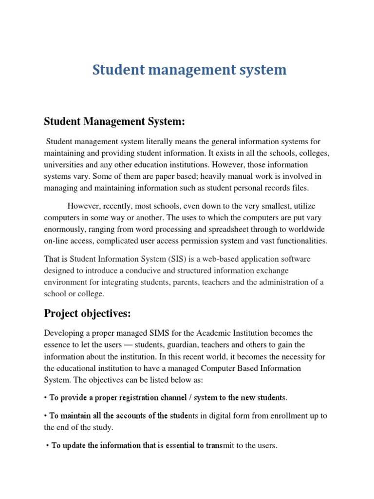 Student Management System | PDF | User (Computing) | Information