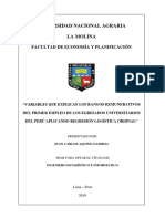 Variables Que Explican Los Rangos Remunerativos Del Primer Empleo de Los Egresados Universitarios Del Perú Aplicando Regresión Logística Ordinal