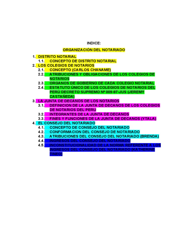 Indice Organizacion Notarial PDF