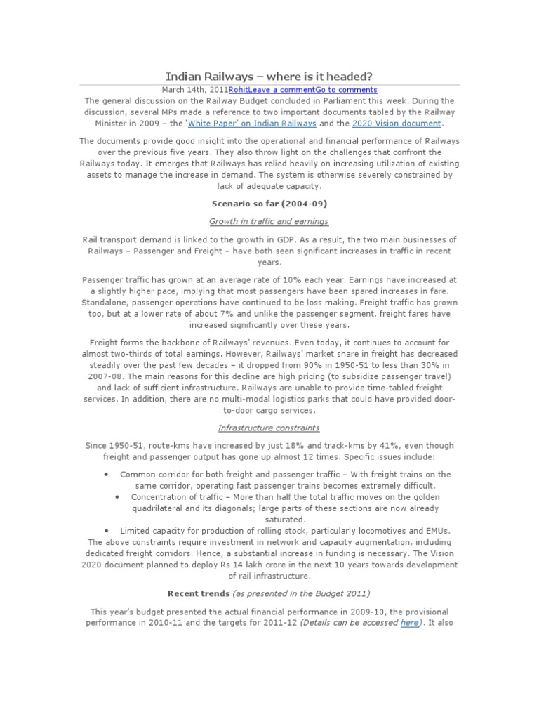 Indian Railways | PDF | Rail Transport | Train