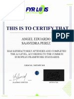 This Is To Certify That: Angel Eduardo Saavedra Perez