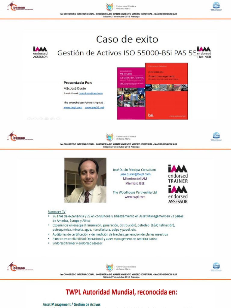José Duran - Caso de Éxito - Gestión de Activos ISO 55000-BSi PAS 55 | PDF