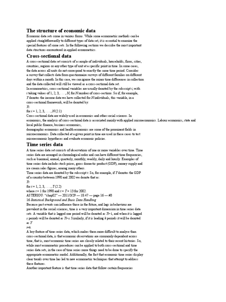 Structure of Economic Data Types | PDF | Time Series | Econometrics