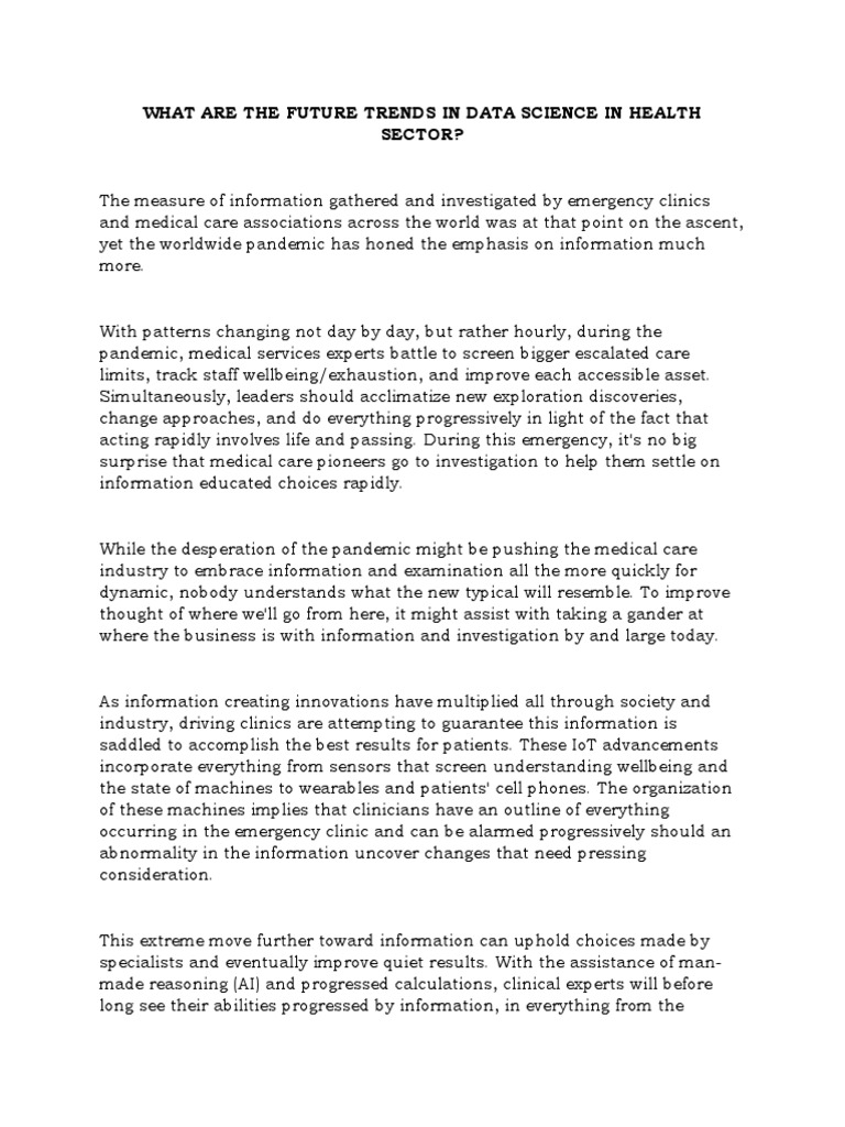 What Are The Future Trends in Data Science in Health Sector | PDF ...