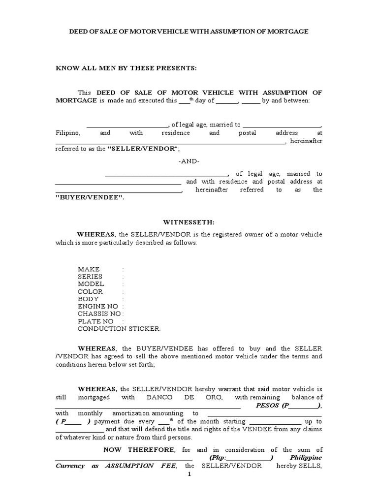 Assumption of Mortgage PDF Mortgage Loan Prices