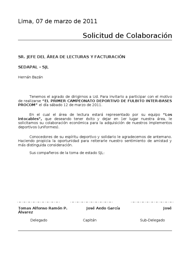 Carta Solicitud Modelo De Oficio Para Pedir Donacion Images And