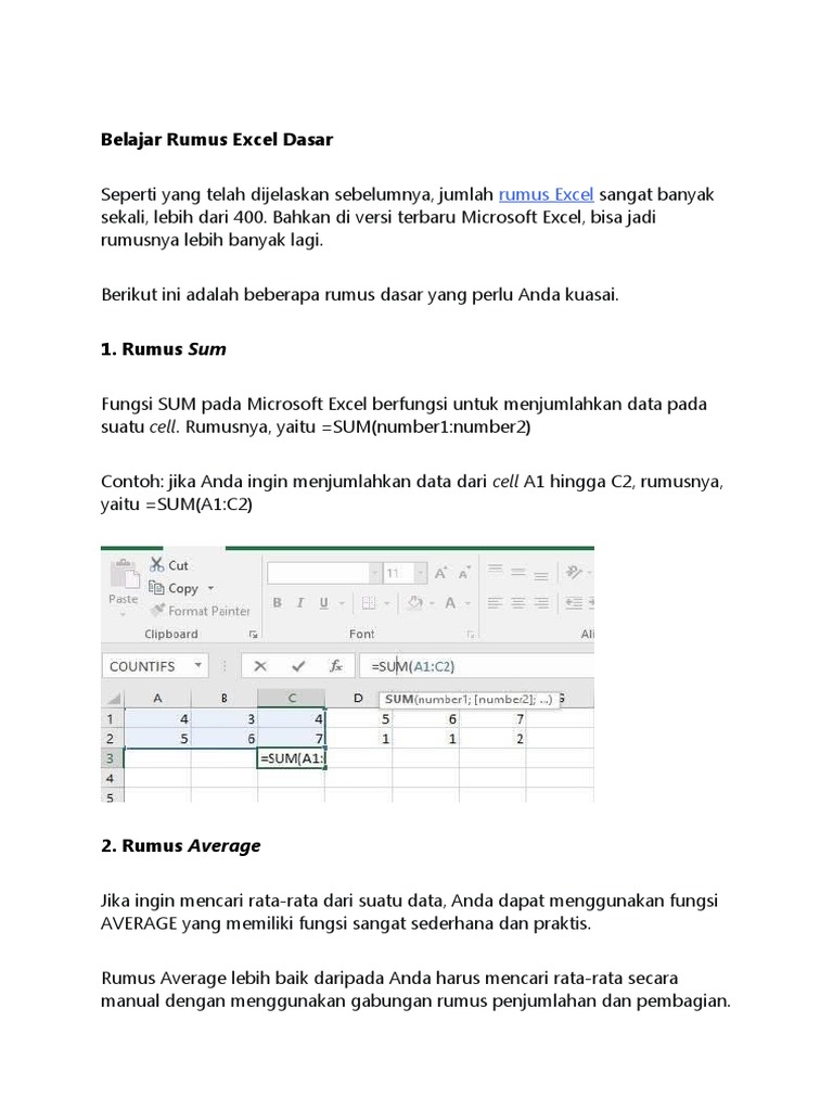 Belajar Rumus Excel Dasar Pdf