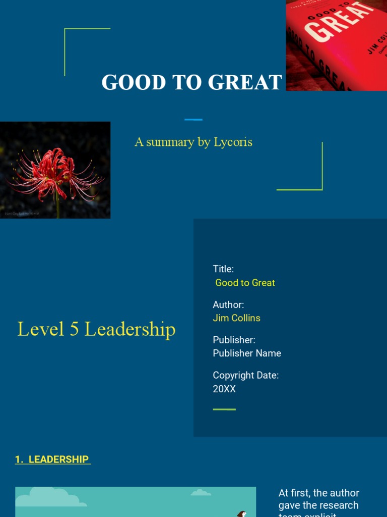Book Report Good To Great (Jim Collins) Summary Slides Chapter 2