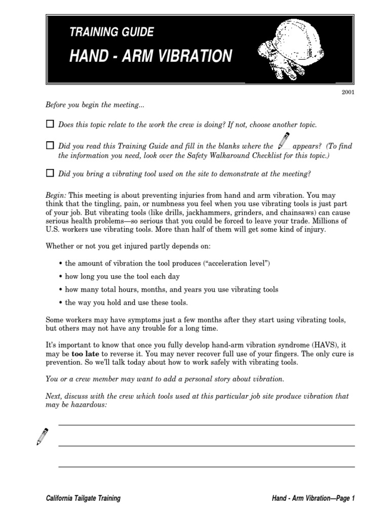 Hand-Arm Vibration Safety Training Guide | PDF | Working Conditions