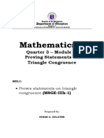 Mathematics 8: Quarter 3 - Module 5: Proving Statements On Triangle Congruence