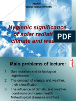 Hygienic Significance of Solar Radiation, Climate and Weather