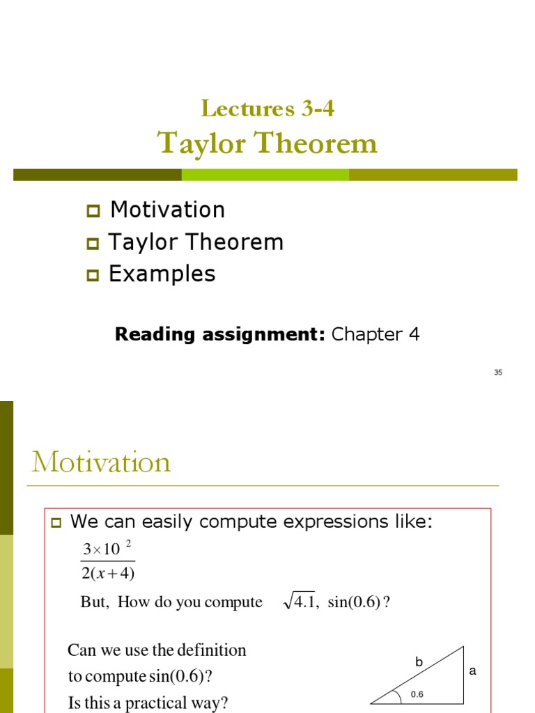 Lectures 3-4: Taylor Theorem | PDF | Mathematical Analysis | Analysis