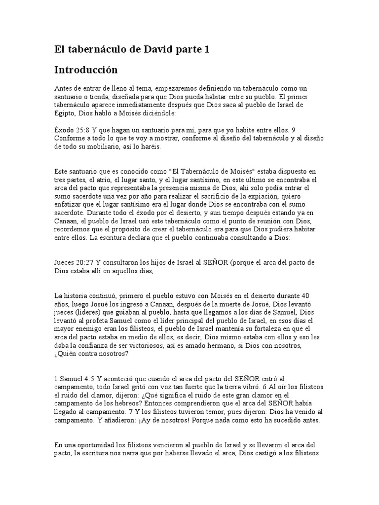 El Tabernáculo de David | PDF | Arca de la Alianza | David