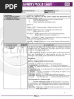 Entrepreneurship 11/12 First: Learning Area Grade Level Quarter Date