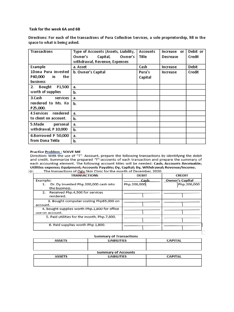 Weekly Accounting Transactions Guide | PDF | Business | Finance & Money ...