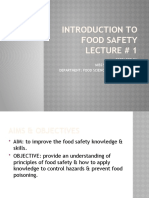 Introduction To Food Safety Lecture # 1: Prepared by Miss Sidra-Tul-Muntaha Department: Food Science and Technology