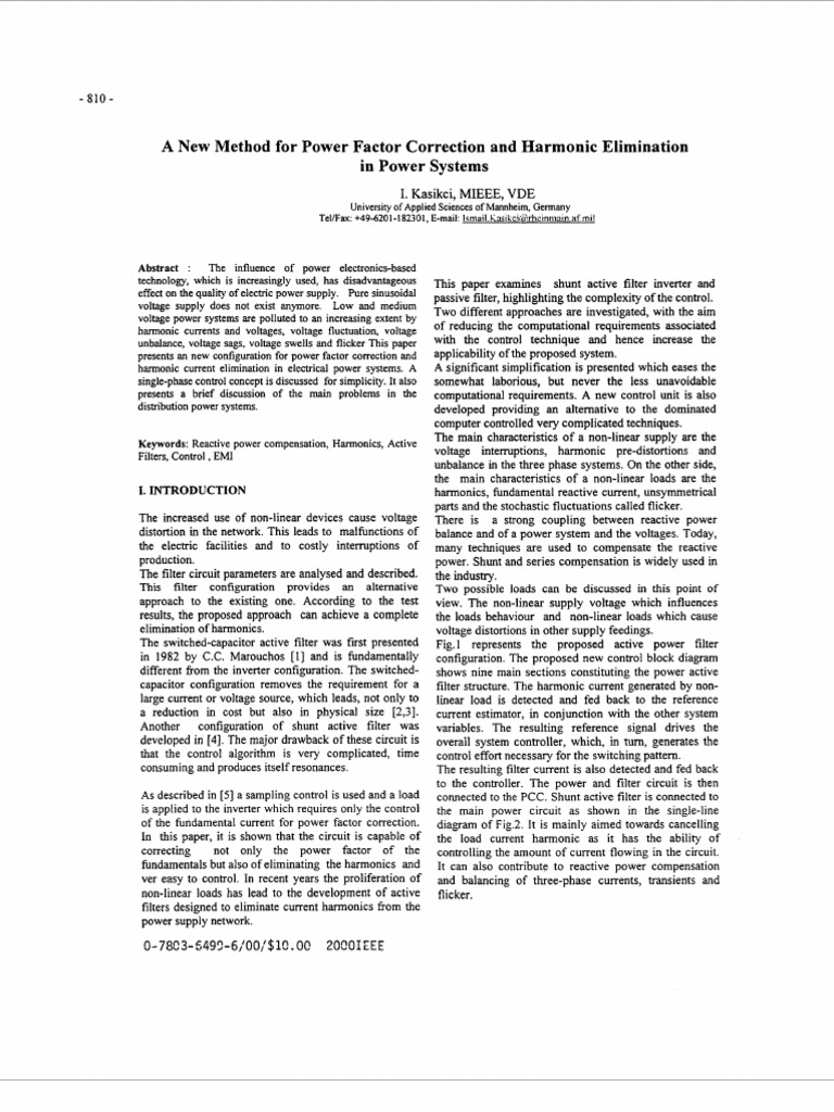 Power Factor Correction & Harmonic Elimination | PDF | Computers ...