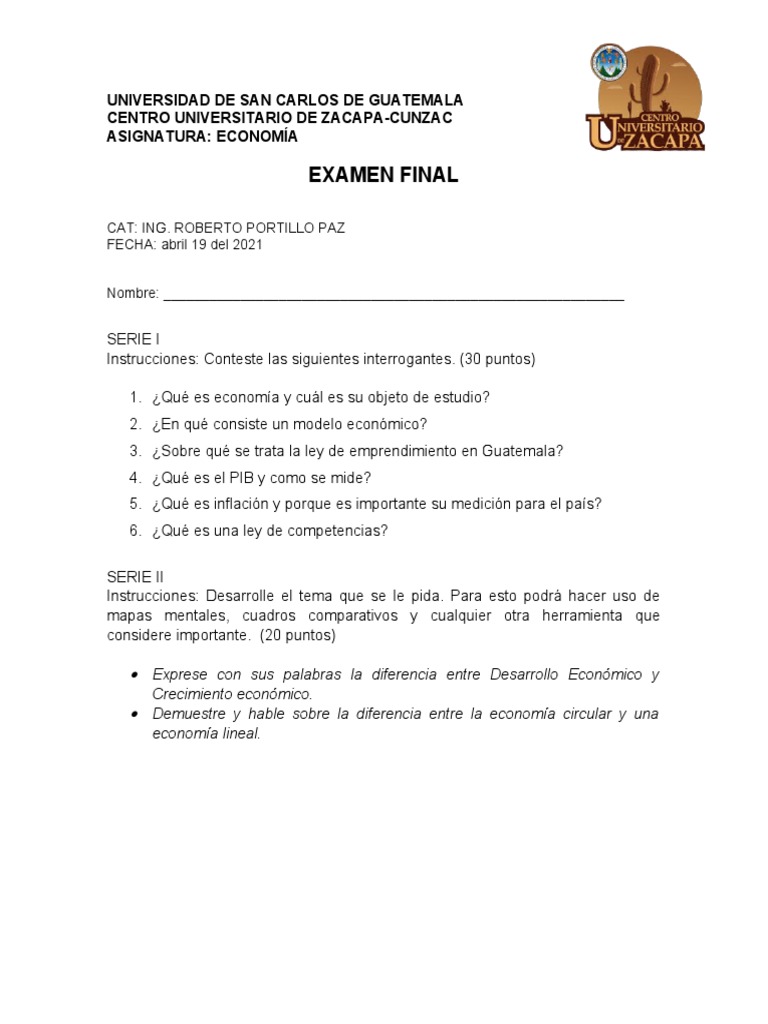 Examen Final | PDF | Crecimiento personal y profesional | Finanzas y dinero