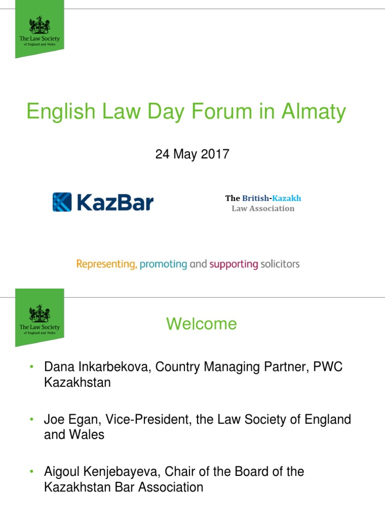English Law Day Forum in Almaty British PDF Kazakhstan Arbitration