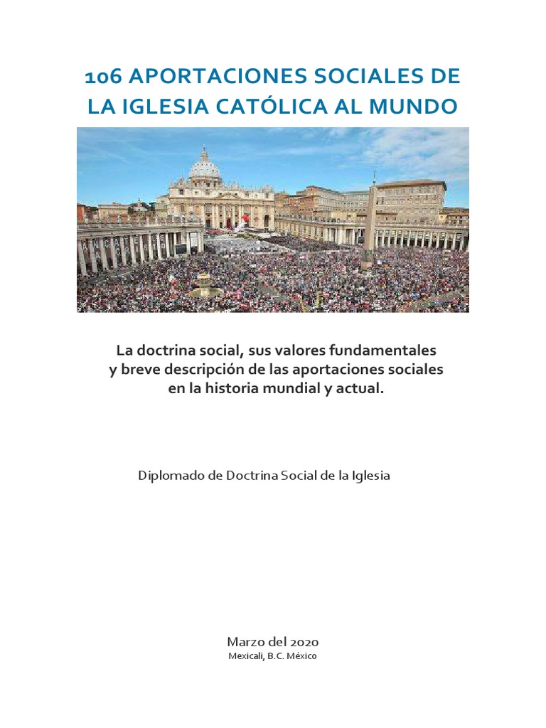 Aportaciones Sociales de la Iglesia Católica | PDF | Doctrina social ...