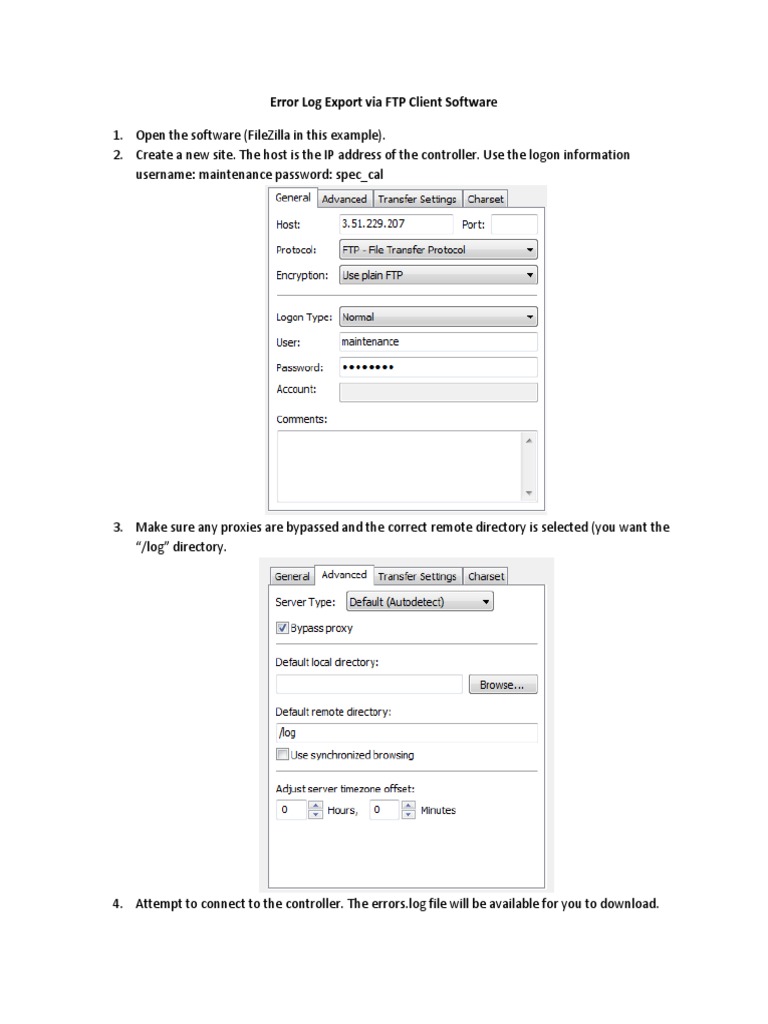 FileZilla Error Log Export Guide | PDF