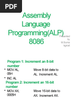 Assembly Language Programming (ALP) 8086: Presented by M.Suma Kgrcet