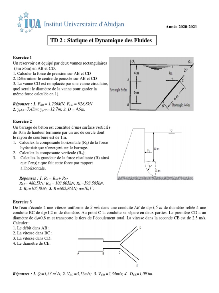 TD 2 - Statique Et Dynamique Des Fluides | PDF | Grandeur physique ...
