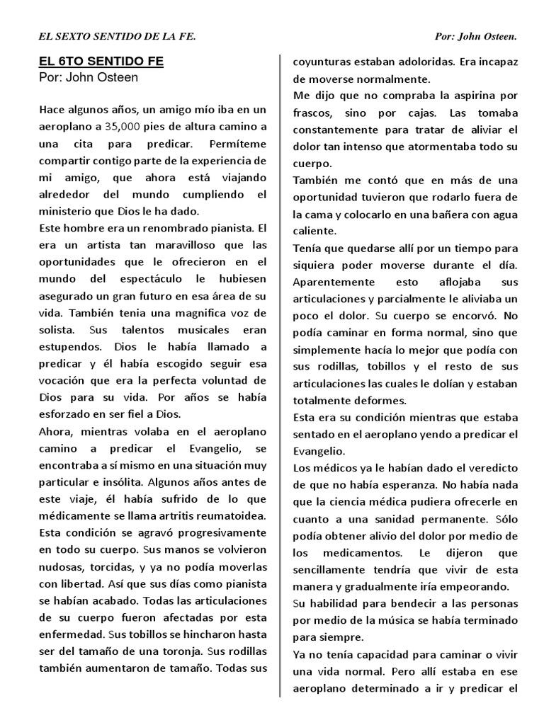 El 6to Sentido de La Fe John Osteen | PDF | Fe | Dios