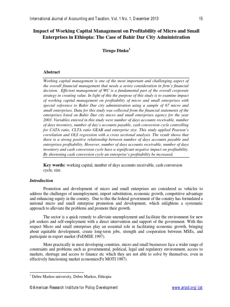 Impact of Working Capital Management On | PDF | Correlation And ...