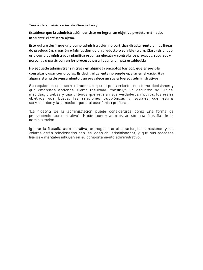 Teoría de administración de George terry | PDF