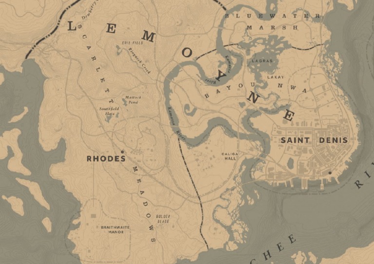 Mapa de Lemoyne Do Jogo RDR2