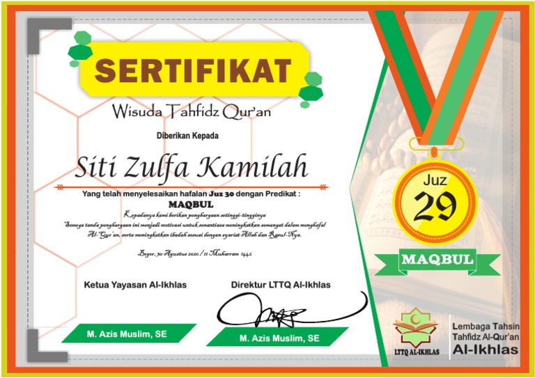 Sertifikat Baru Hafalan