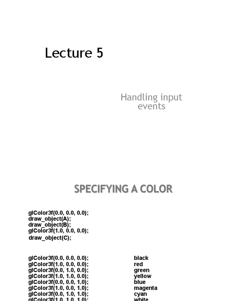 Lecture 6 Handling Input Events PDF Callback