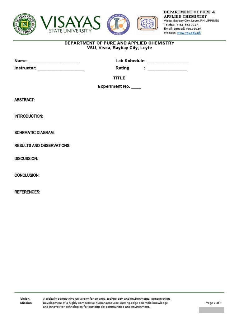 VSU Chemistry Lab Report Template | PDF