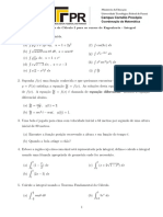 Lista de exercícios de cálculo I para engenharia