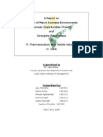 Analysis of Macro Business Environment and SWOT Analysis of Key Industries in India