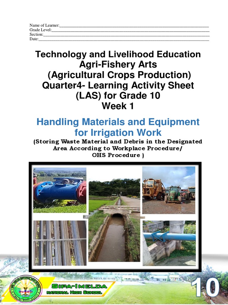 AgriFishery Arts (Agricultural Crops Production) Quarter4Learning Activity Sheet (LAS) For