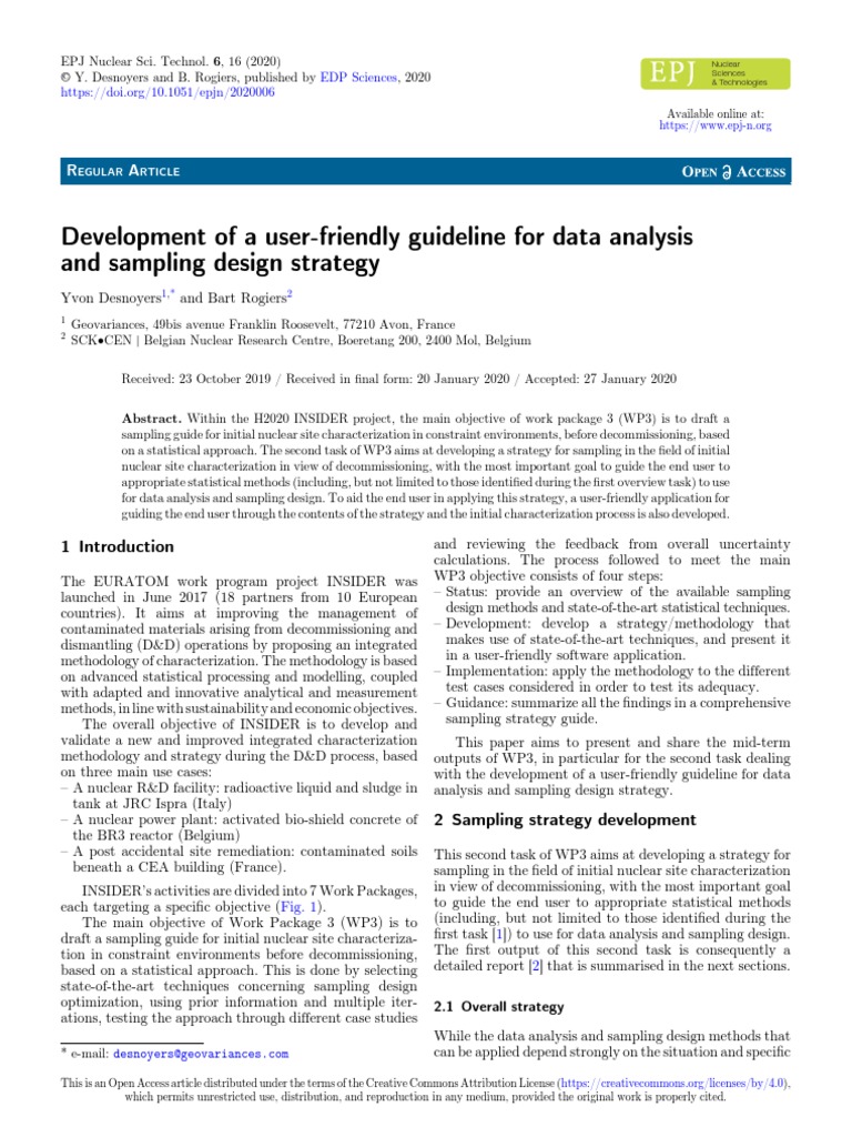 Development of A User Friendly Guideline For Data Analysis and Sampling ...