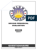 Second Periodical Exam G9 English 2015