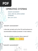 Operating Systems: Memory Management Assoc. Prof. Dr. Latifah Munirah Kamarudin SEM 2 2017/2018