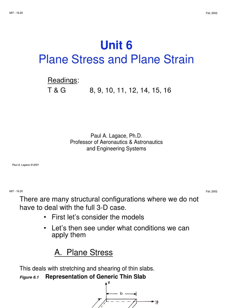 Unit6 Mit Plane Stress and Strain | PDF