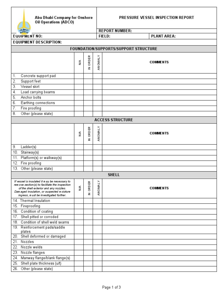 ADCO Pressure Vessel Inspection Report | PDF | Corrosion | Economic Sectors