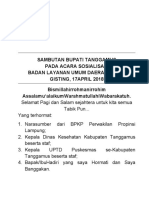 Sambutan Bupati Acara Sosialisasi Blud