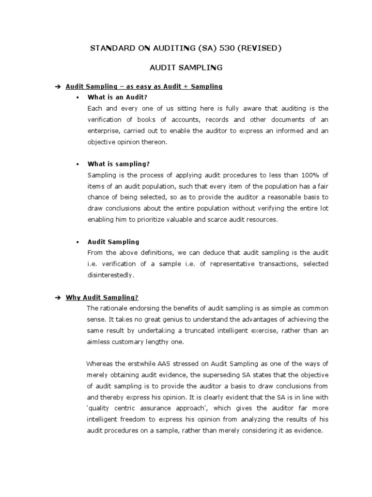 Audit Sampling Explained: SA 530 Guide | PDF | Financial Audit ...