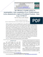 Analysis of the efficiency of public policies in municipalities, with a population of over 10.000 habitants in the administrative region of Presidente Prudente - Data from COVID-19