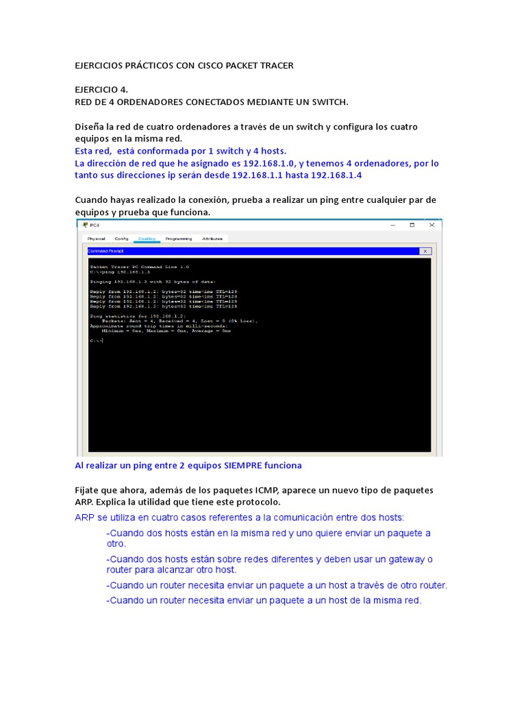 Ejercicio de Red con Cisco Packet Tracer | PDF