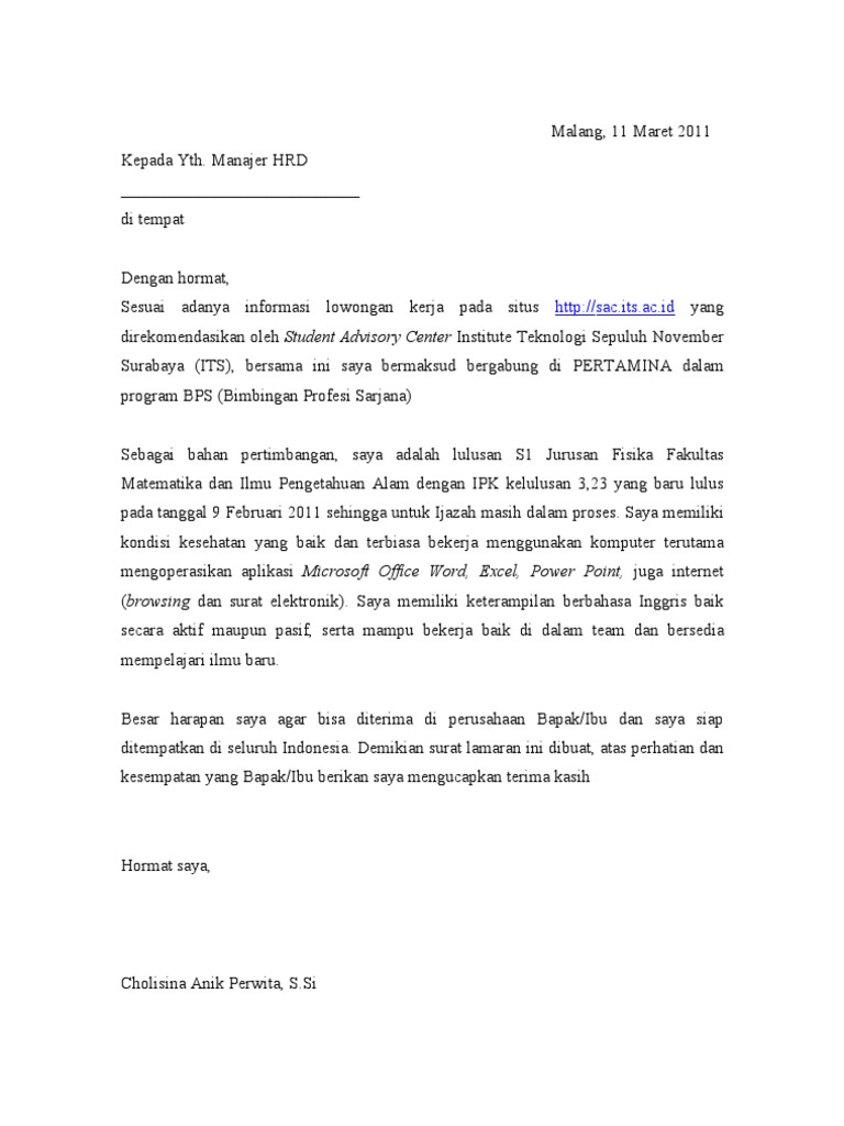 Contoh Surat Lamaran Kerja Dari Job Fair - Berbagi Contoh ...