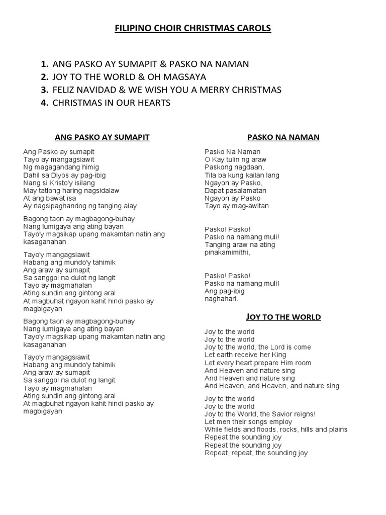 Filipino Choir Christmas Carols | PDF
