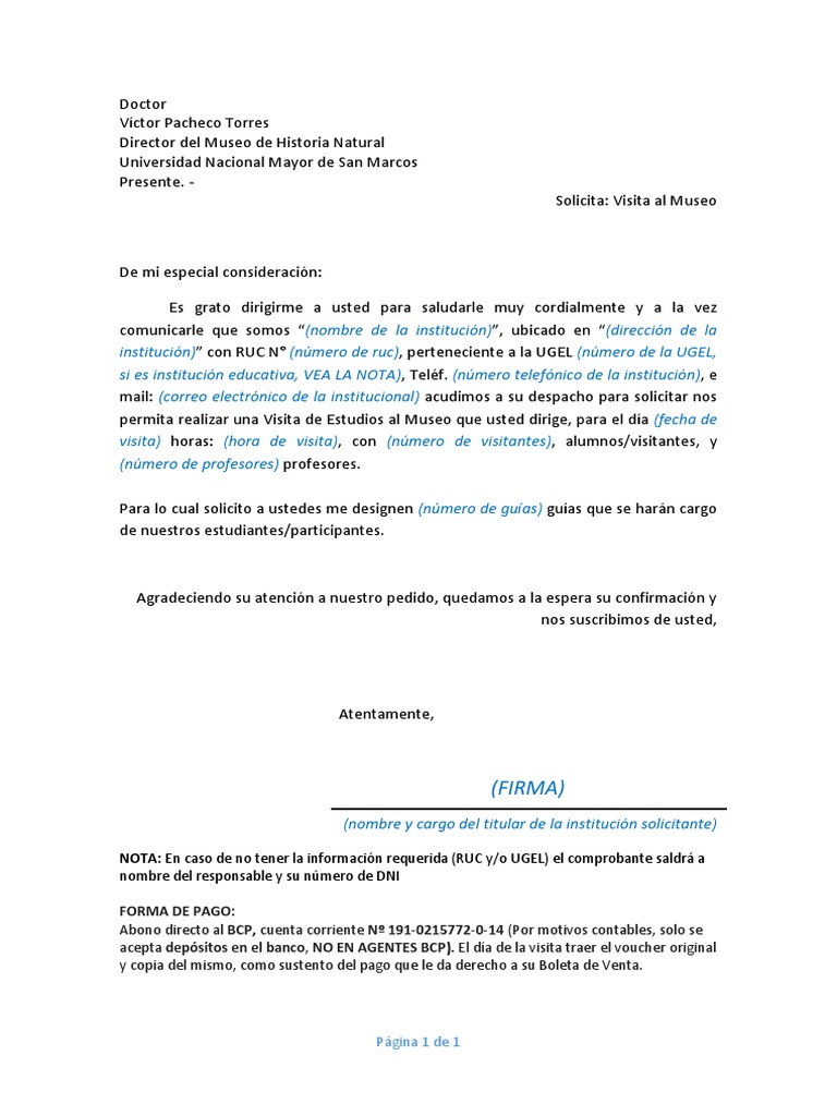 Modelo Carta Solicitud Visita Pdf
